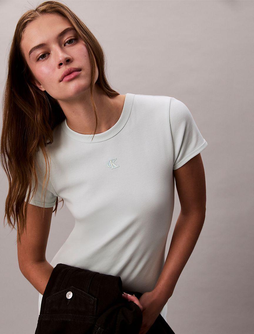 Calvin Klein Womens Cotton Contour Rib Monogram Mini Dress - Blue Product Image