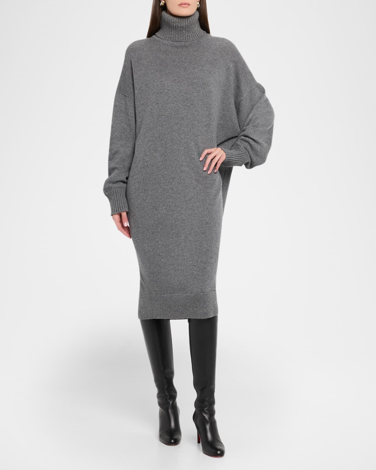Turtleneck Cashmere Midi Sweater Dress Product Image