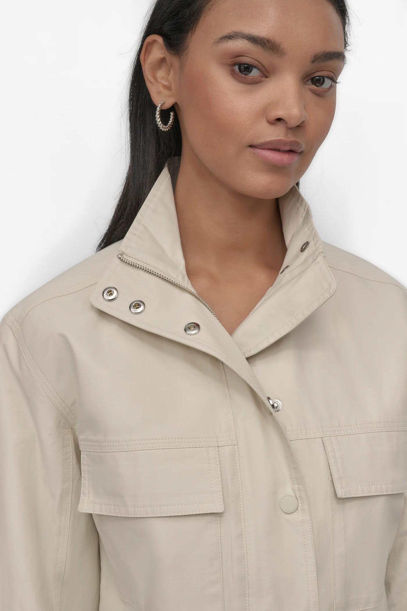 COATED WATER RESISTANTCROPPED UTILITY JACKET Product Image