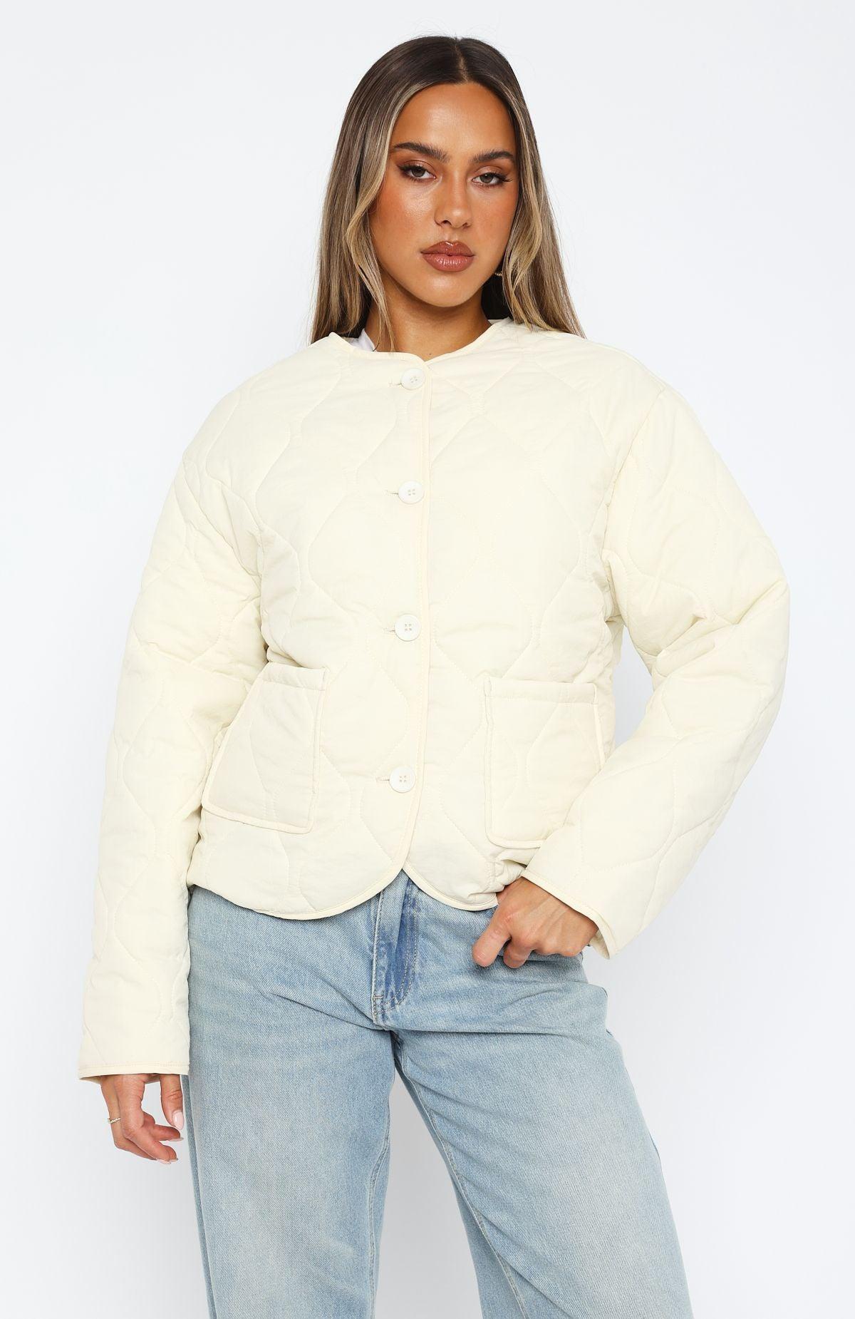 Lost At Night Quilted Jacket Cream Product Image