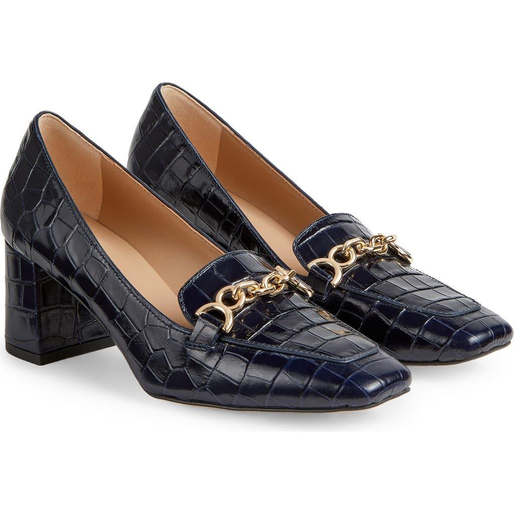 LK BENNETT Johanna Trim Block Heel Loafer Pump In Navy Product Image