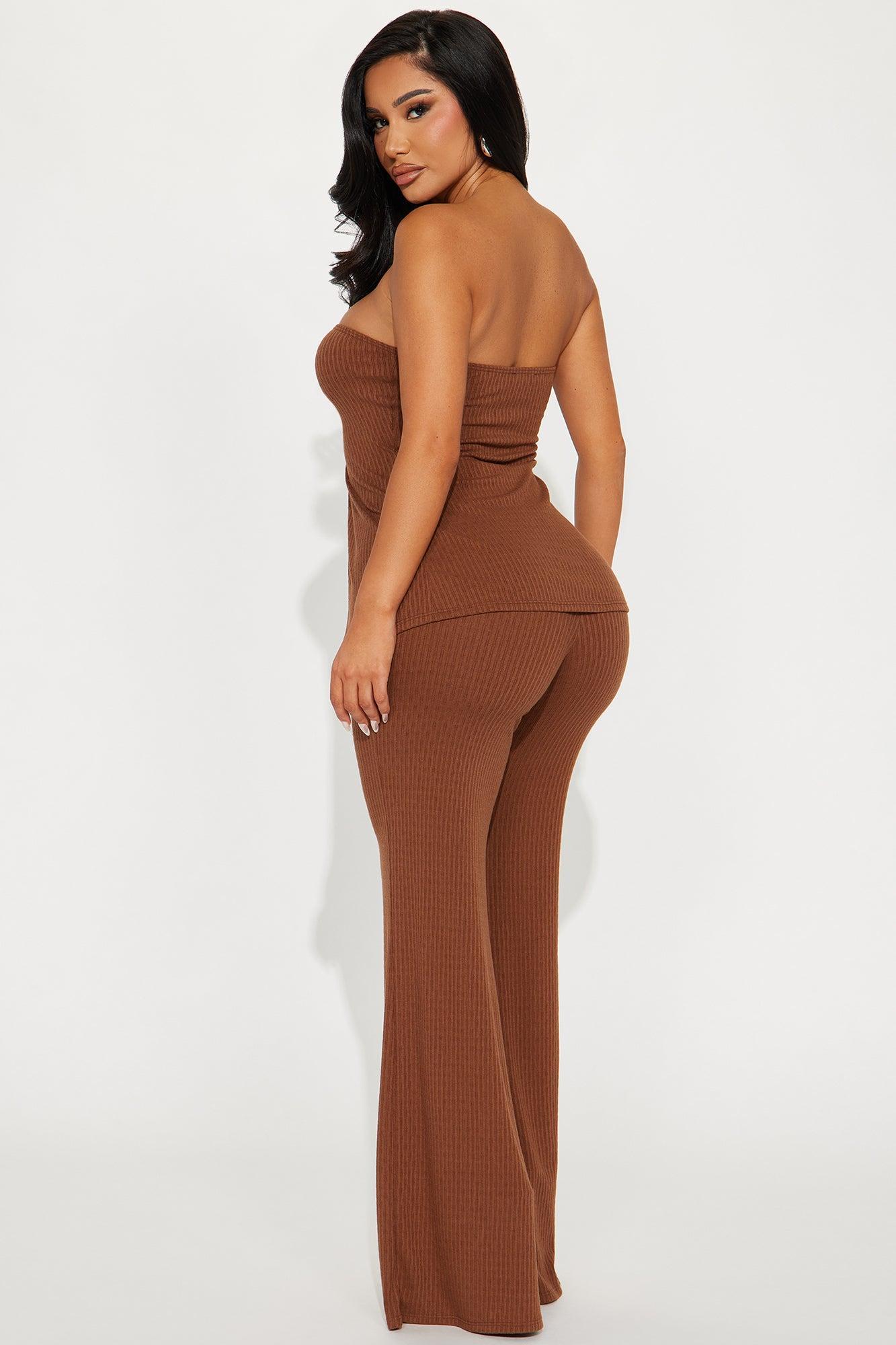 Friday Night Out Pant Set - Brown Product Image