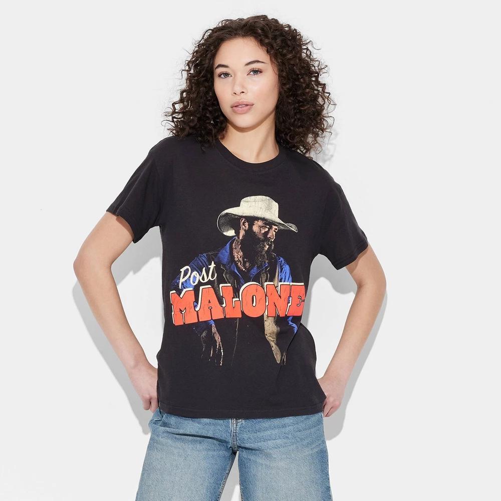 Women's Post Malone Short Sleeve Graphic T-Shirt - Black M: Cotton Crew Neck Pullover, Below Hip Length Product Image
