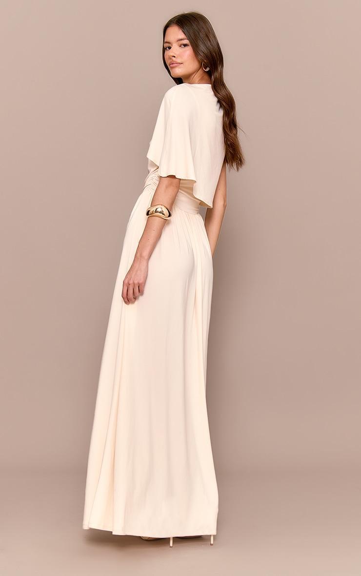 Cream Layered Ruched Maxi Dress Product Image