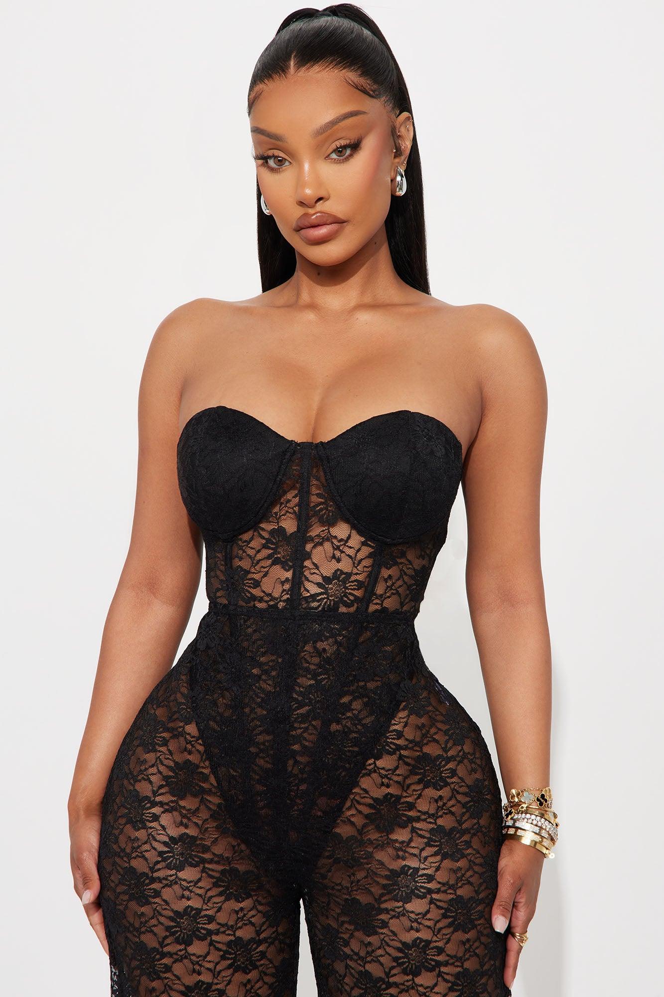 Laced In Lust Corset Pant Set - Black Product Image