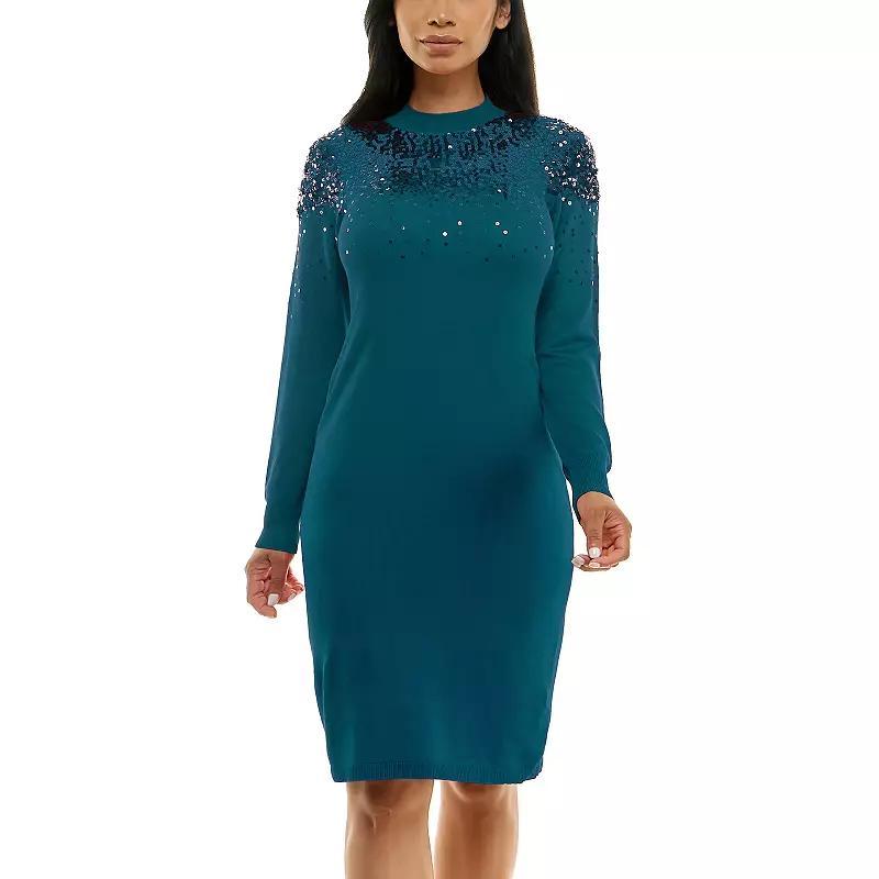Women's Nina Leonard Sequins Sweater Dress,  Product Image