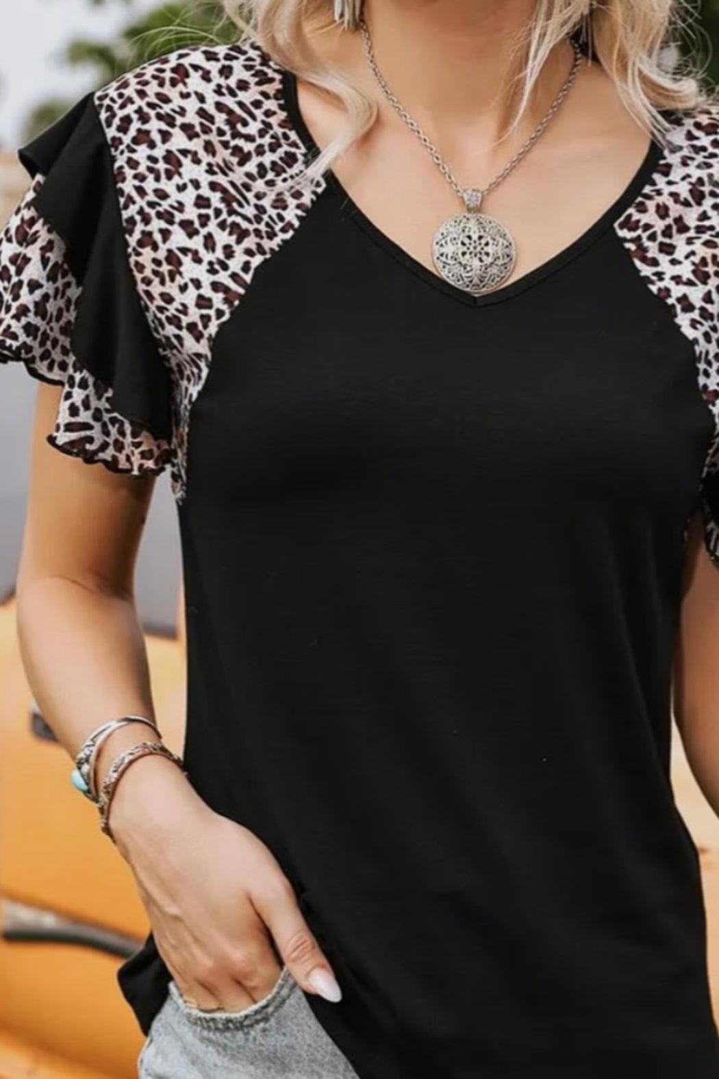Leopard Sleeve Top Product Image
