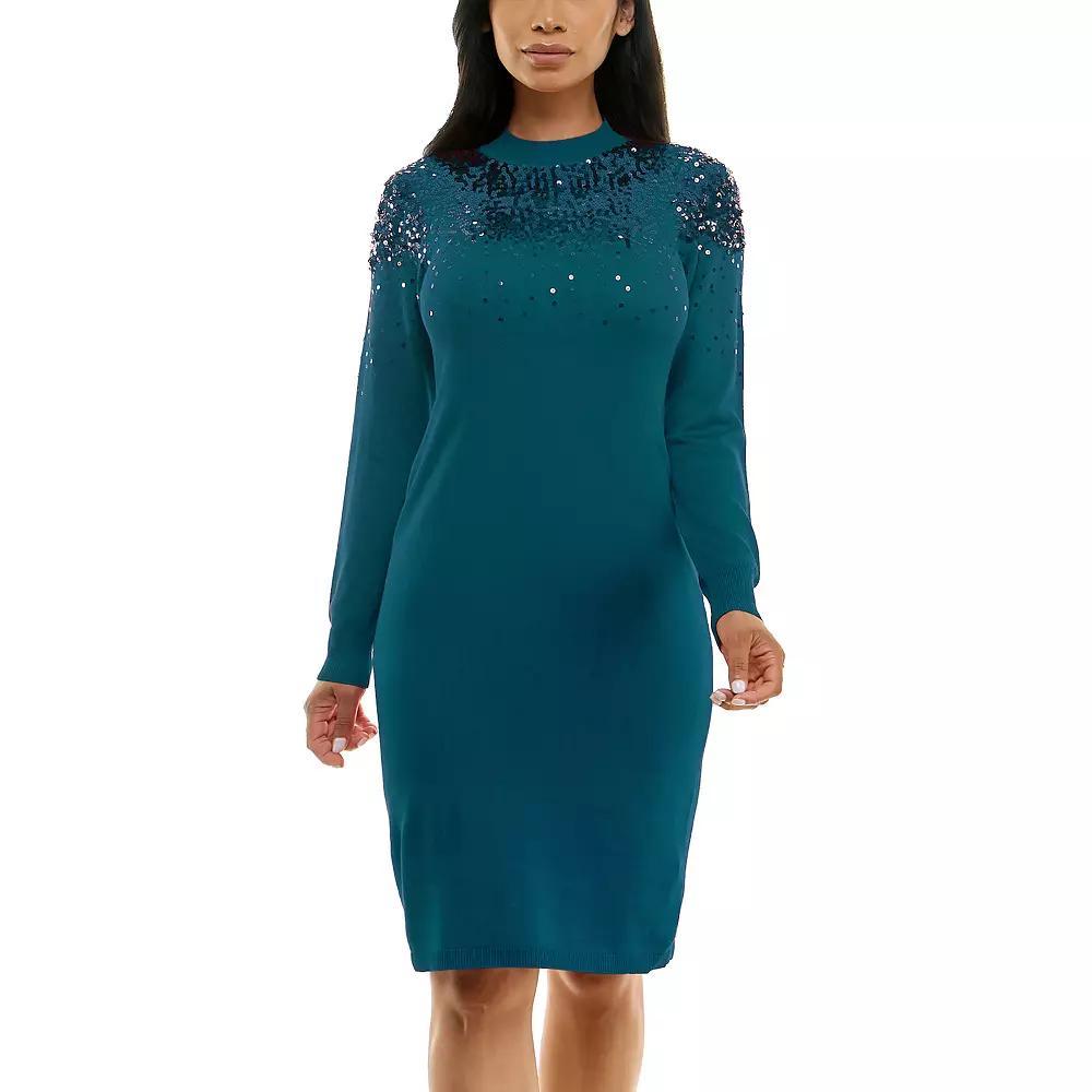 Women's Nina Leonard Sequins Sweater Dress,  Product Image