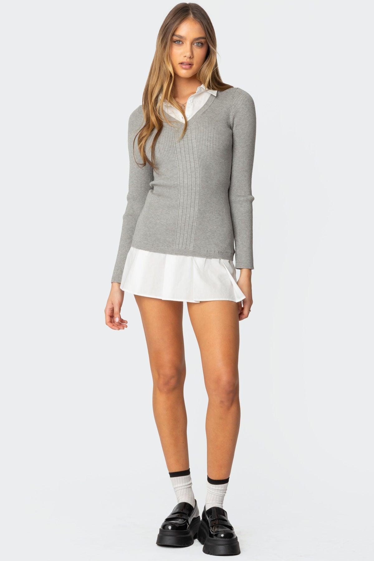 Two In One Collared Sweater Dress Product Image