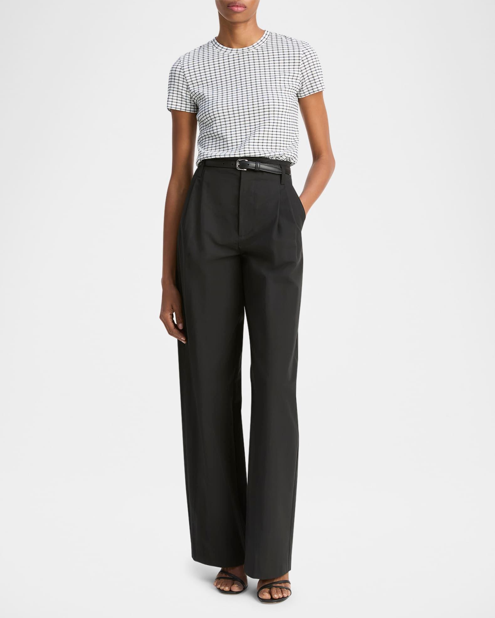 Check Short-Sleeve Crewneck Top  Product Image