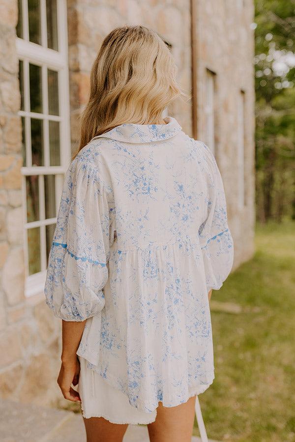 Boho Charm Floral Top in Sky Blue Product Image