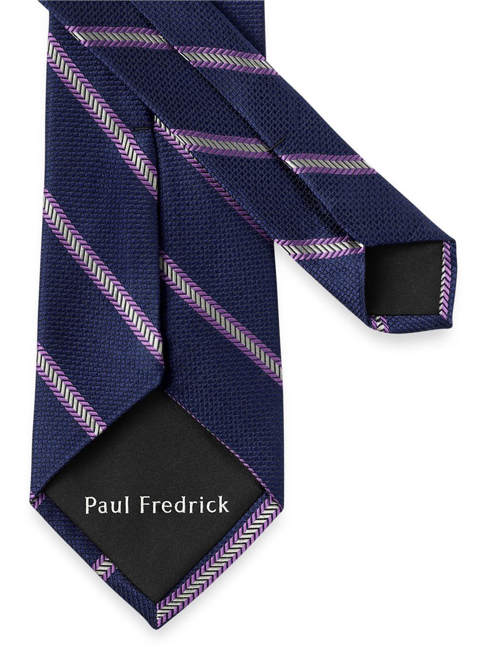 Stripe Woven Silk Tie - Blue/purple Product Image