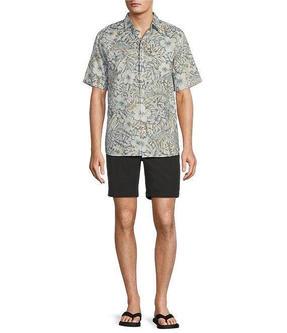 Caribbean Big & Tall Fancy Turtle Print Linen Short Sleeve Woven Shirt Product Image