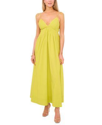 1.state Womens Cotton Tie-Strap Maxi Dress - Green Product Image