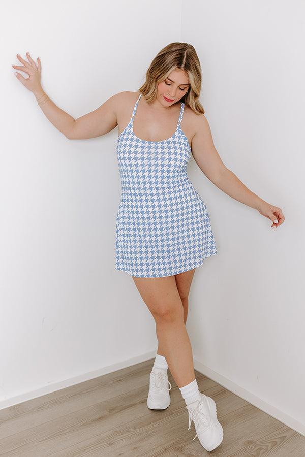 Sporty Spice Houndstooth Athletic Dress in Airy Blue Product Image