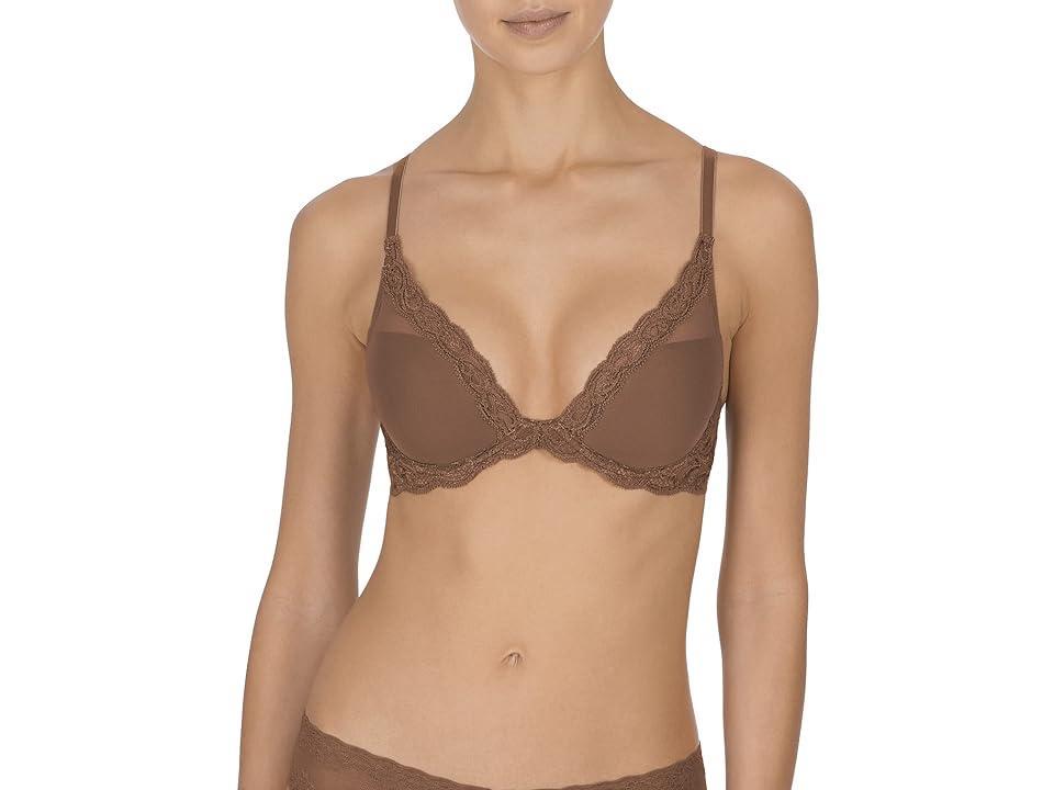 Natori Womens Feathers Lace Contour Underwire Plunge Bra Product Image