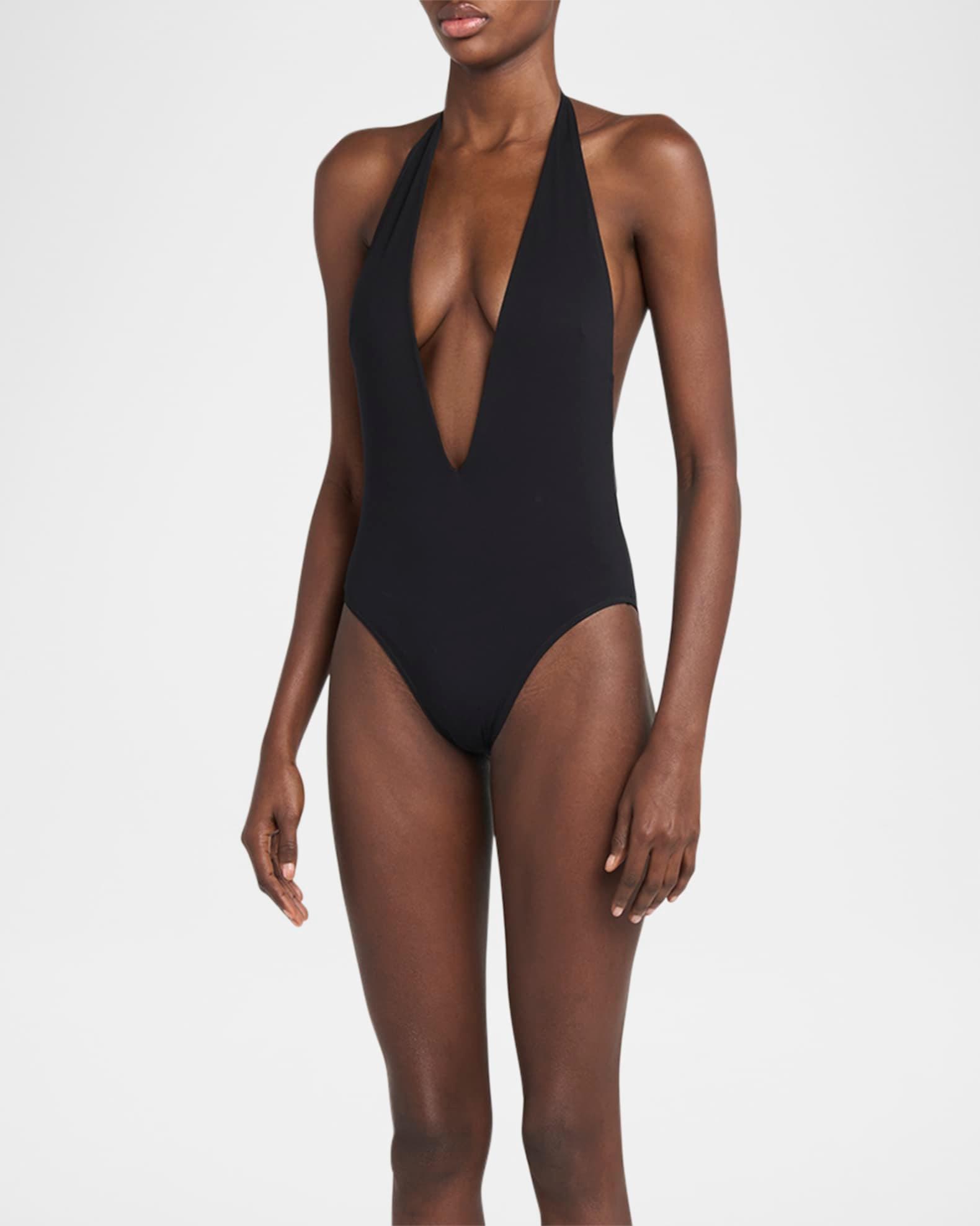 Plunging Halter Jersey One-Piece Swimsuit Product Image