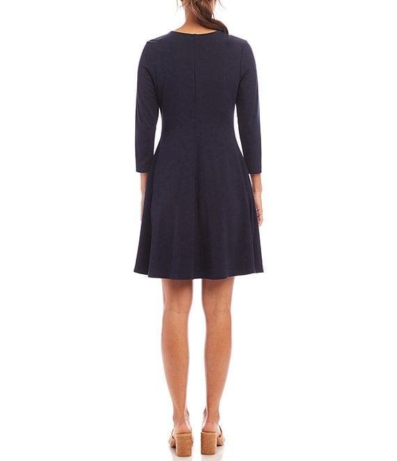 Karen Kane Scoop Neck 3/4 Sleeve Fit & Flare Dress Product Image