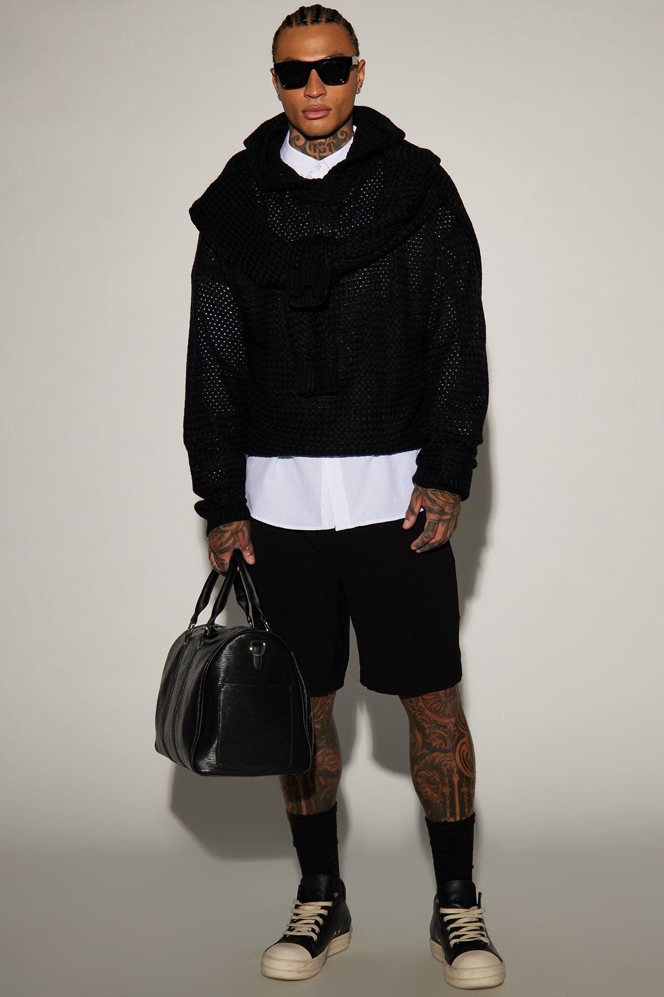 Say Less Cableknit Hooded Sweater - Black Product Image