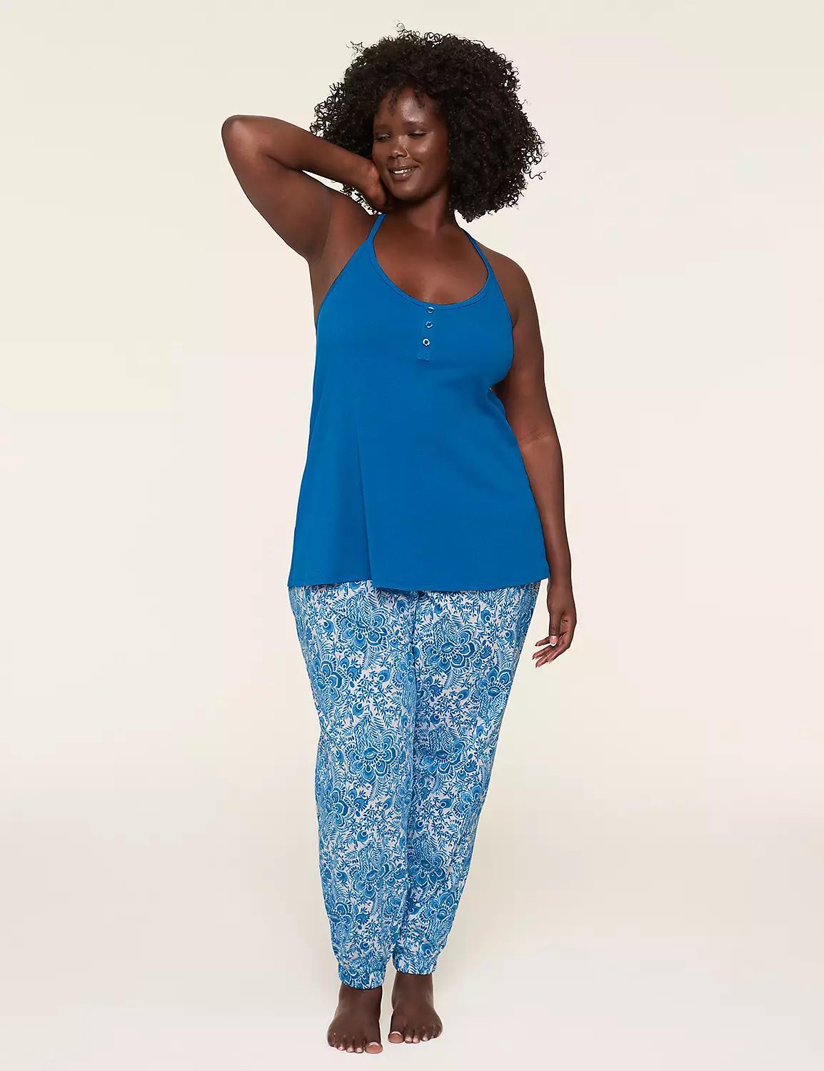 Rib Lace-Trim Cami & Jogger PJ Set Product Image