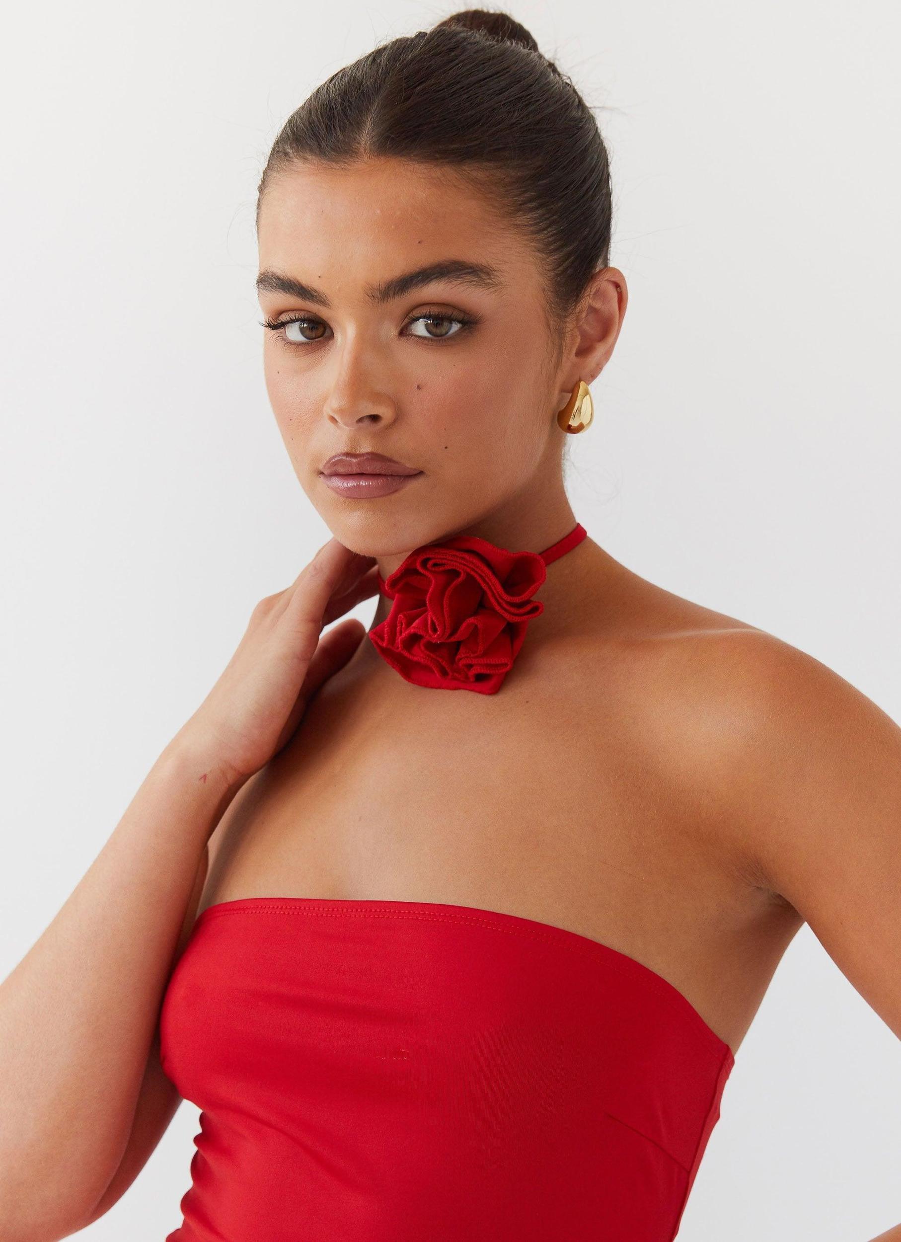 Ruby Glamour Rose Mini Dress - Rouge Red Product Image