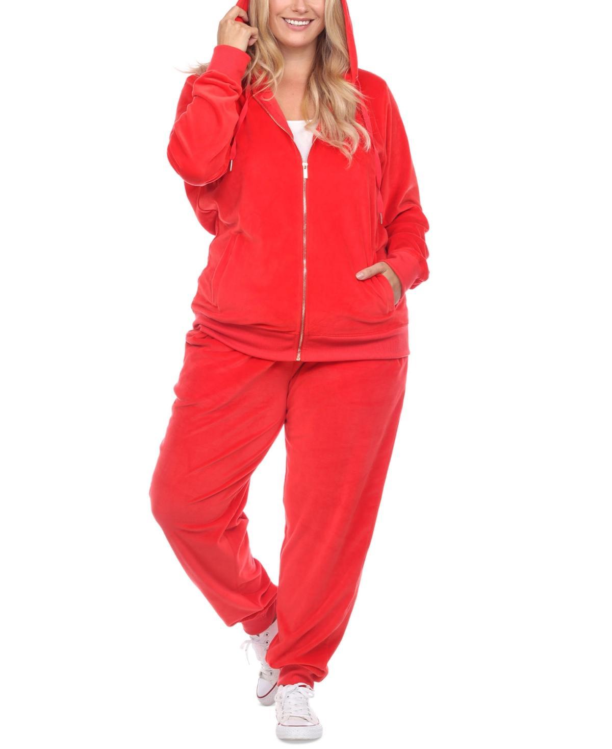 White Mark Plus Size Velour Tracksuit Loungewear 2pc Set Product Image