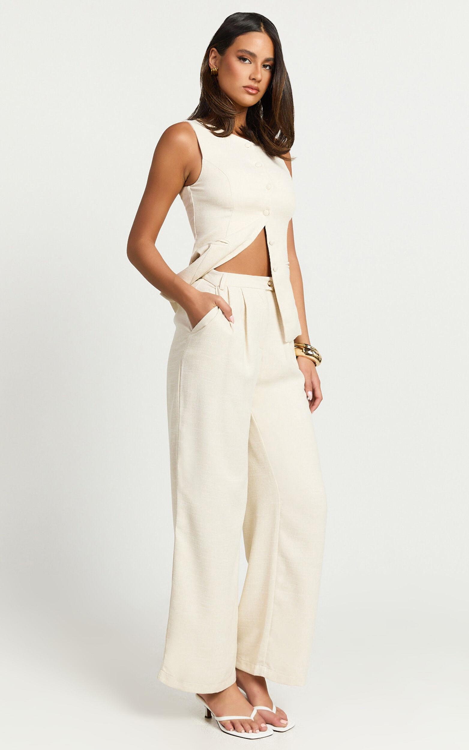 Andie Pants - High Waist Tailored Pants in Cream Product Image