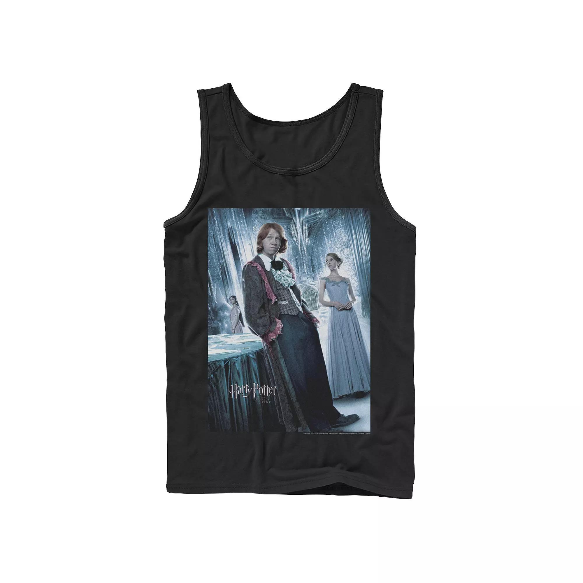 Men's Harry Potter Goblet Of Fire Ron Yule Ball Character Poster Graphic Tank Top, Size: XL, Black Product Image