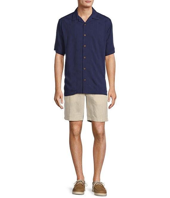 Caribbean Palm Trees Jacquard Short Sleeve Woven Camp Shirt Product Image