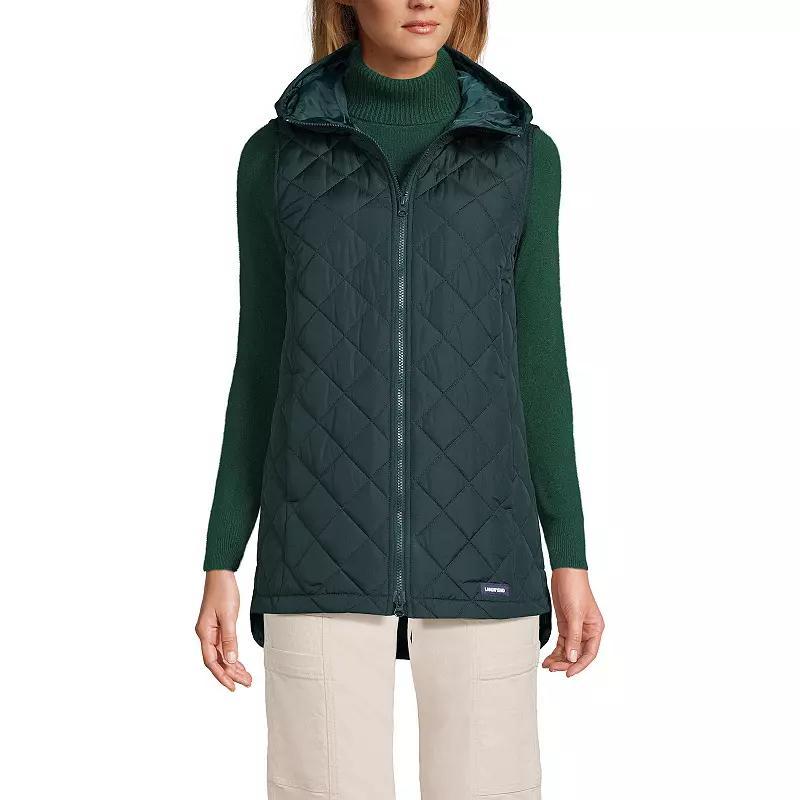 Womens Lands End Hooded Insulated Vest Evening Blue Product Image