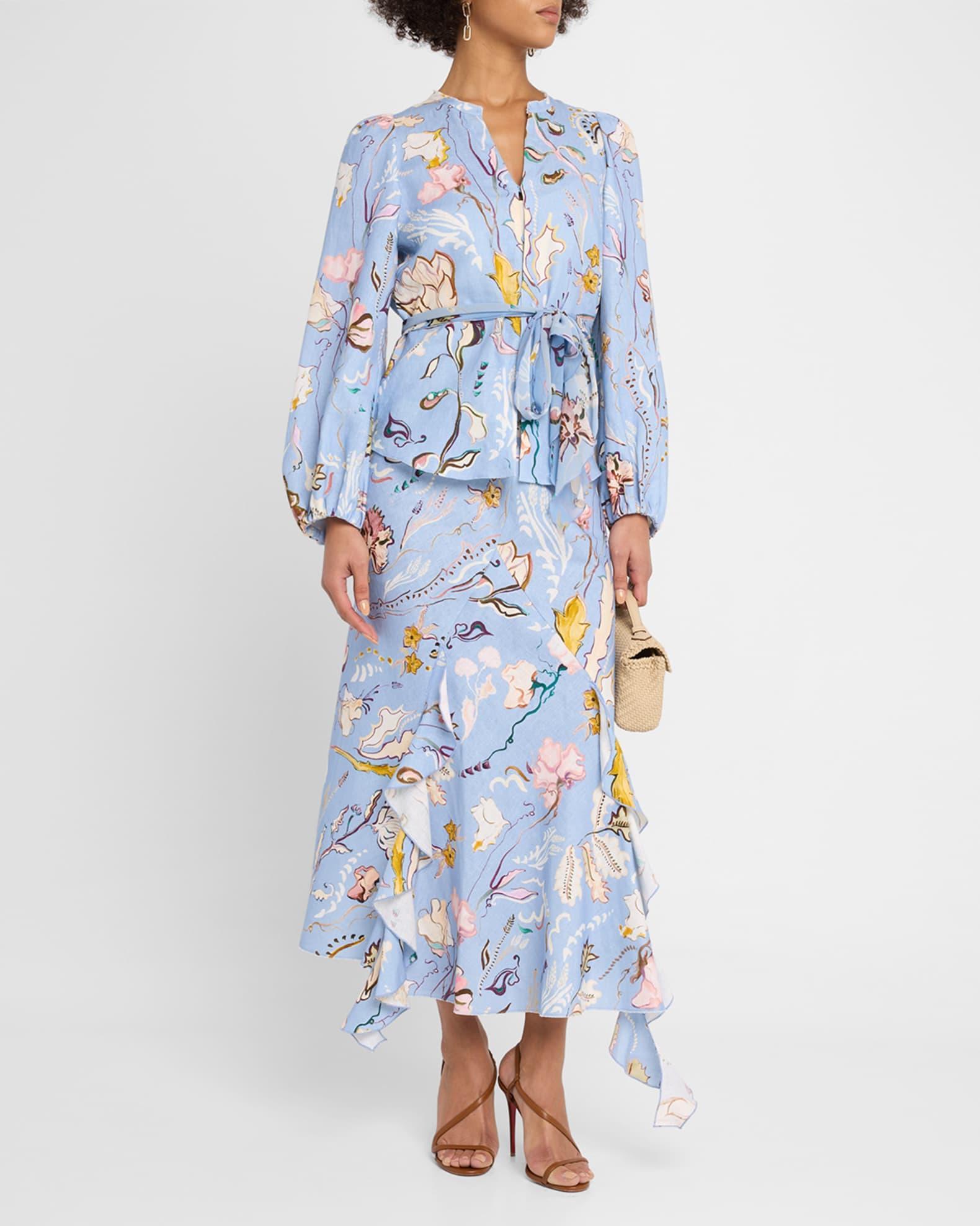 Floral Power Printed Ruffle Midi Skirt Product Image