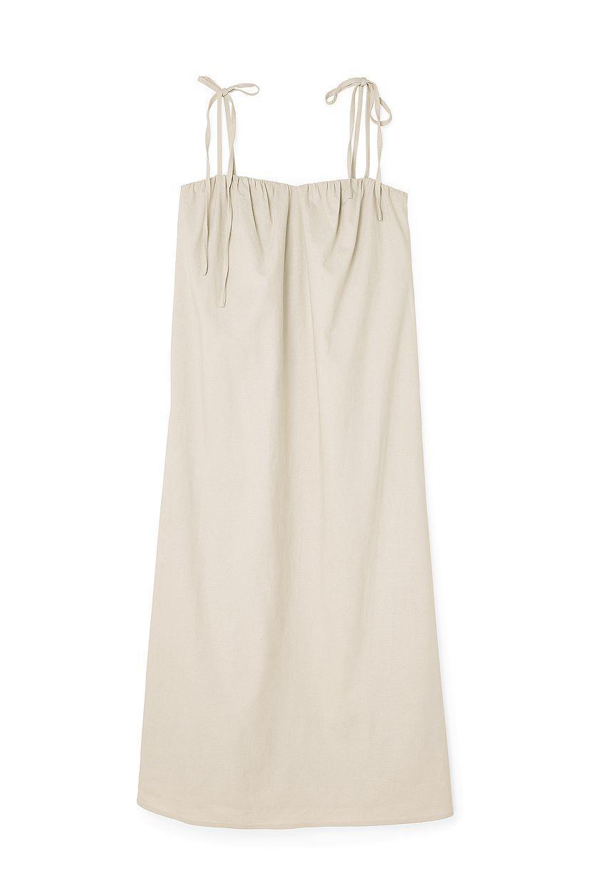 Linen Blend Tie Strap Midi Dress Product Image
