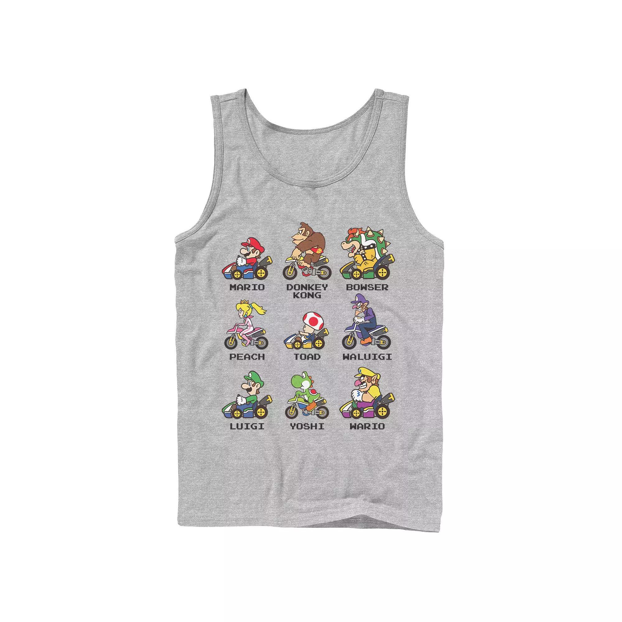 Men's Nintendo Mario Kart Racers Side View Names Tank Top,  Product Image