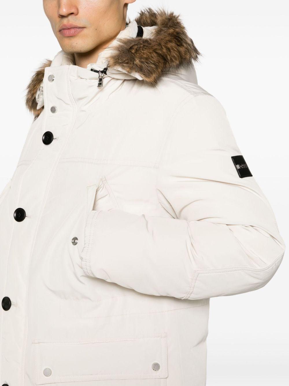 Dadico Faux-fur Trim Padded Hooded Jacket In Neutrals Product Image