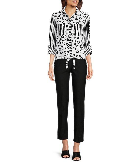 Ali Miles Solid Woven Skinny Leg No Waist Pull-On Ankle Pants Product Image