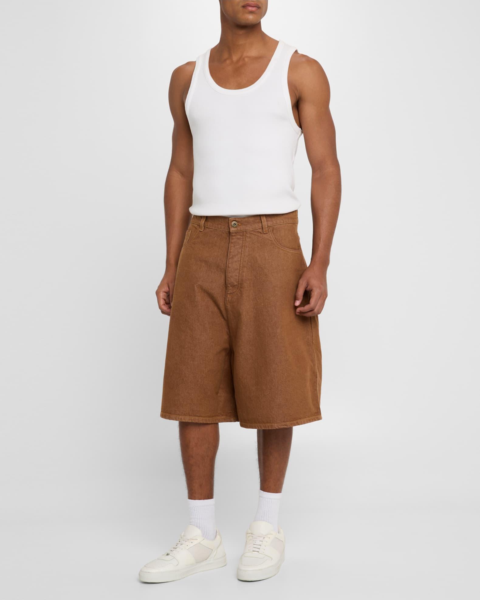 Mens Aged Denim Oversized Shorts Product Image