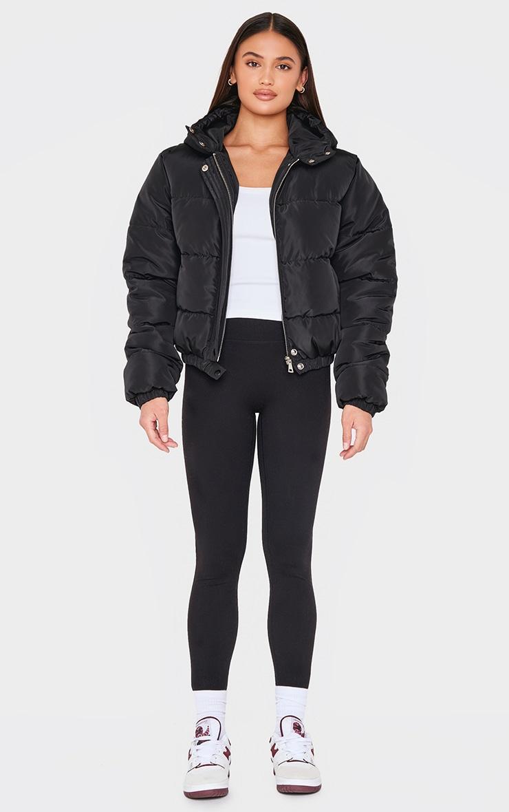  Black Hooded Padded Jacket Product Image