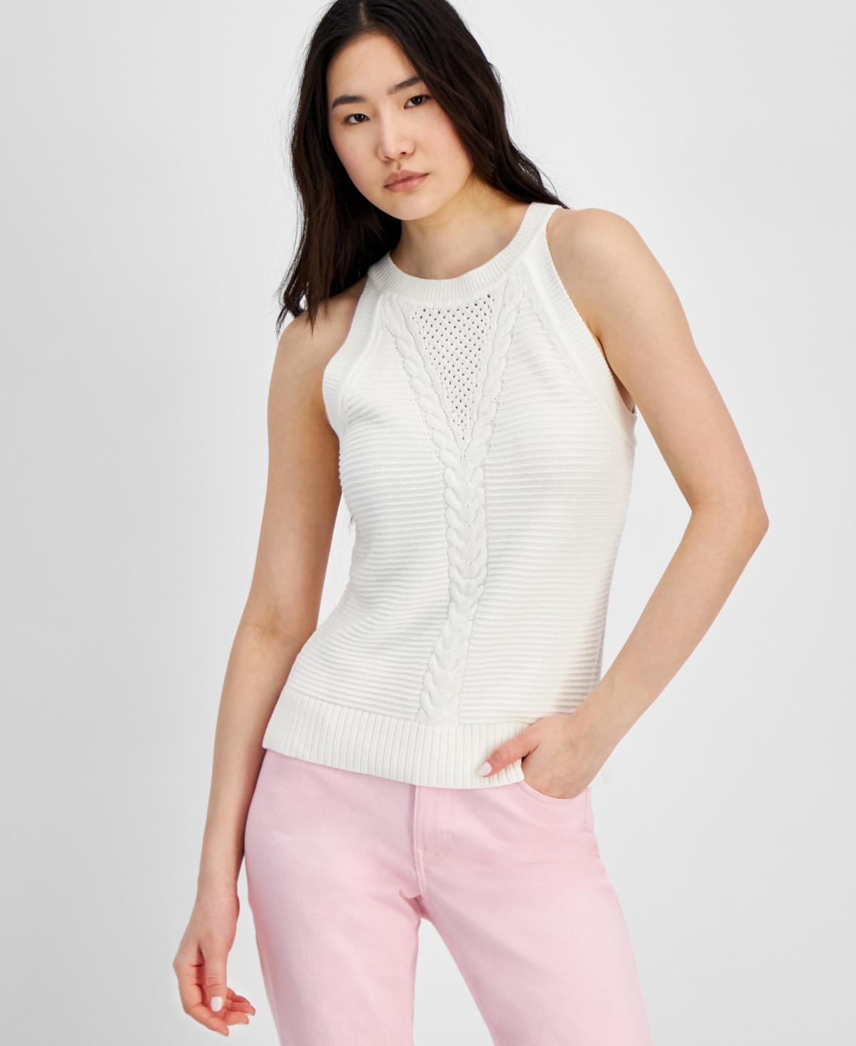 Tommy Hilfiger Sleeveless Cable Halter Sweater (Ivory) Women's Sweater Product Image