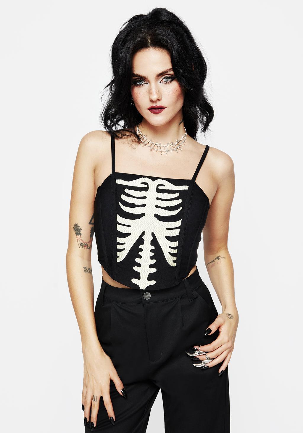 Ribcage Embroidered Corset Top Product Image