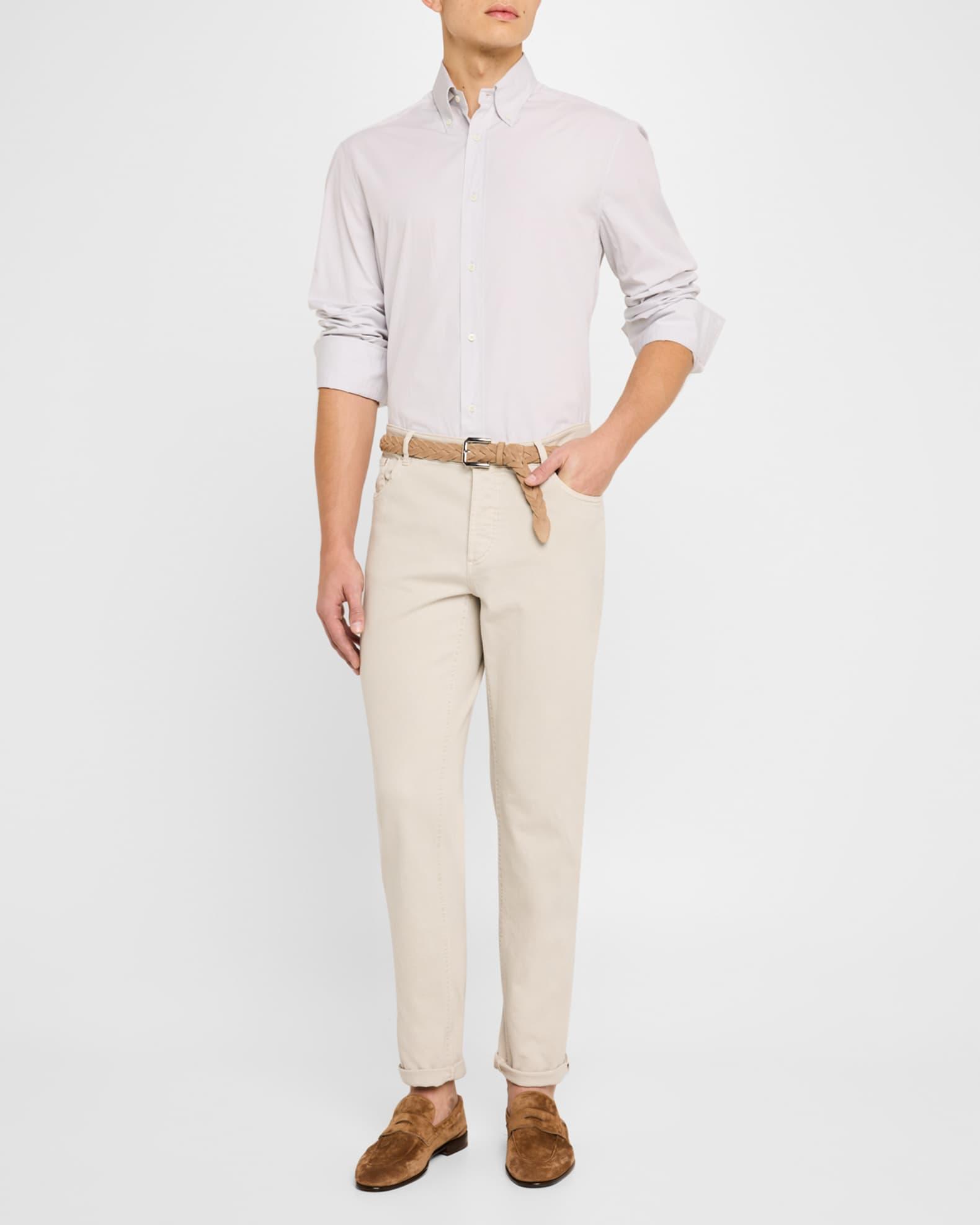 Men's Cotton Canvas Button-Collar Dress Shirt Product Image