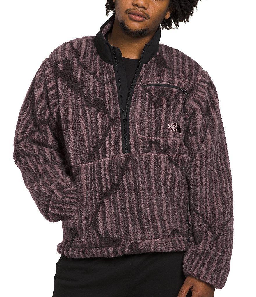 The North Face Extreme Pile Pullover (Fawn Grey Engraved Mountain Print) Men's Clothing Product Image