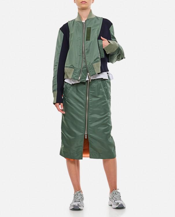 SACAI Nylon Twill X Knit Blouson In Green Product Image