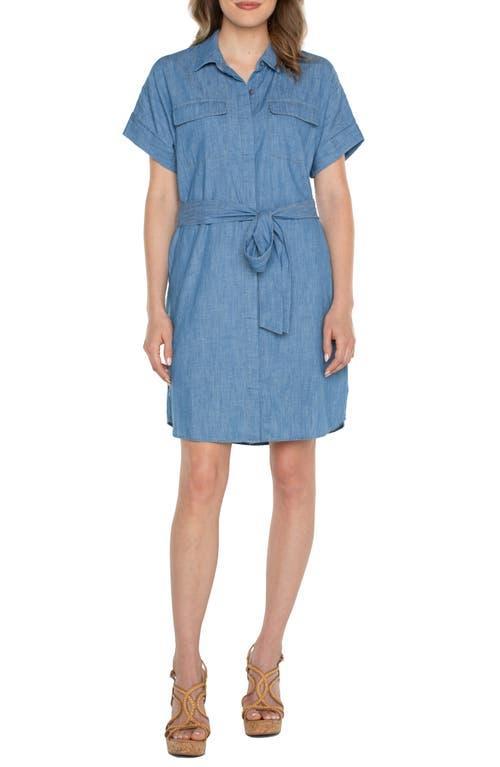 Liverpool Los Angeles Cotton Chambray Shirt Dress Product Image