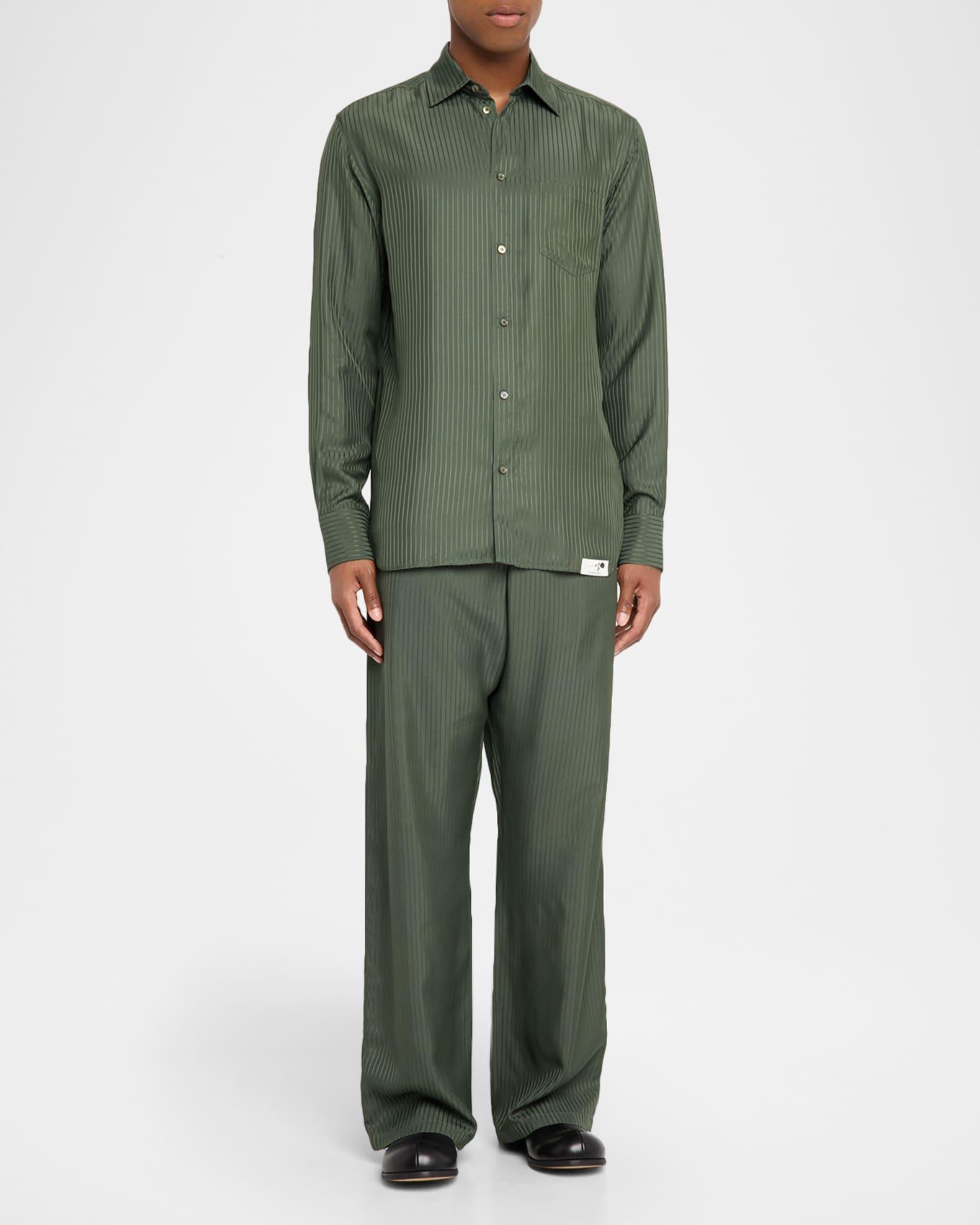 Men's Vertical Stripe Pocket Button-Down Shirt Product Image