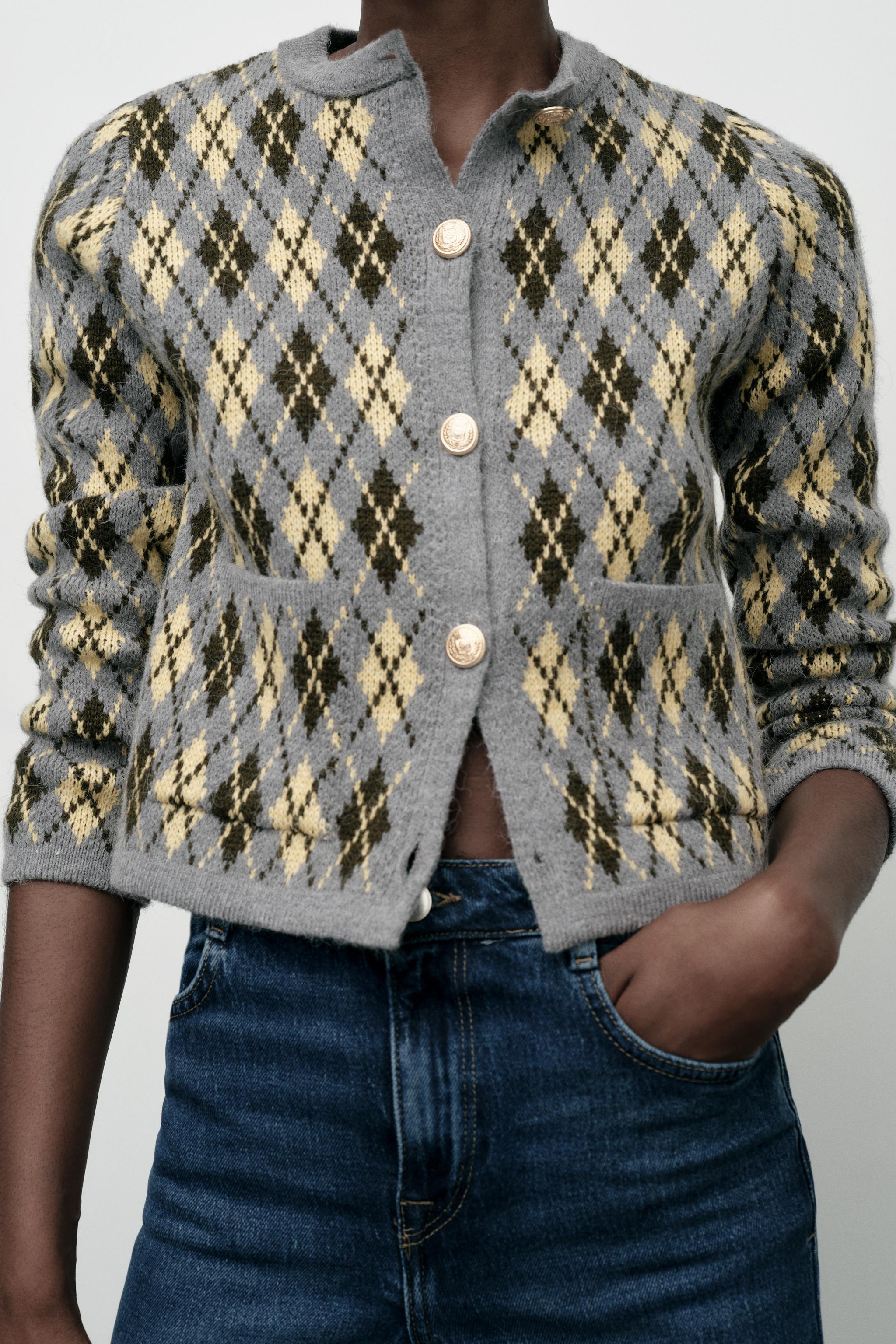 ARGYLE KNIT CARDIGAN Product Image