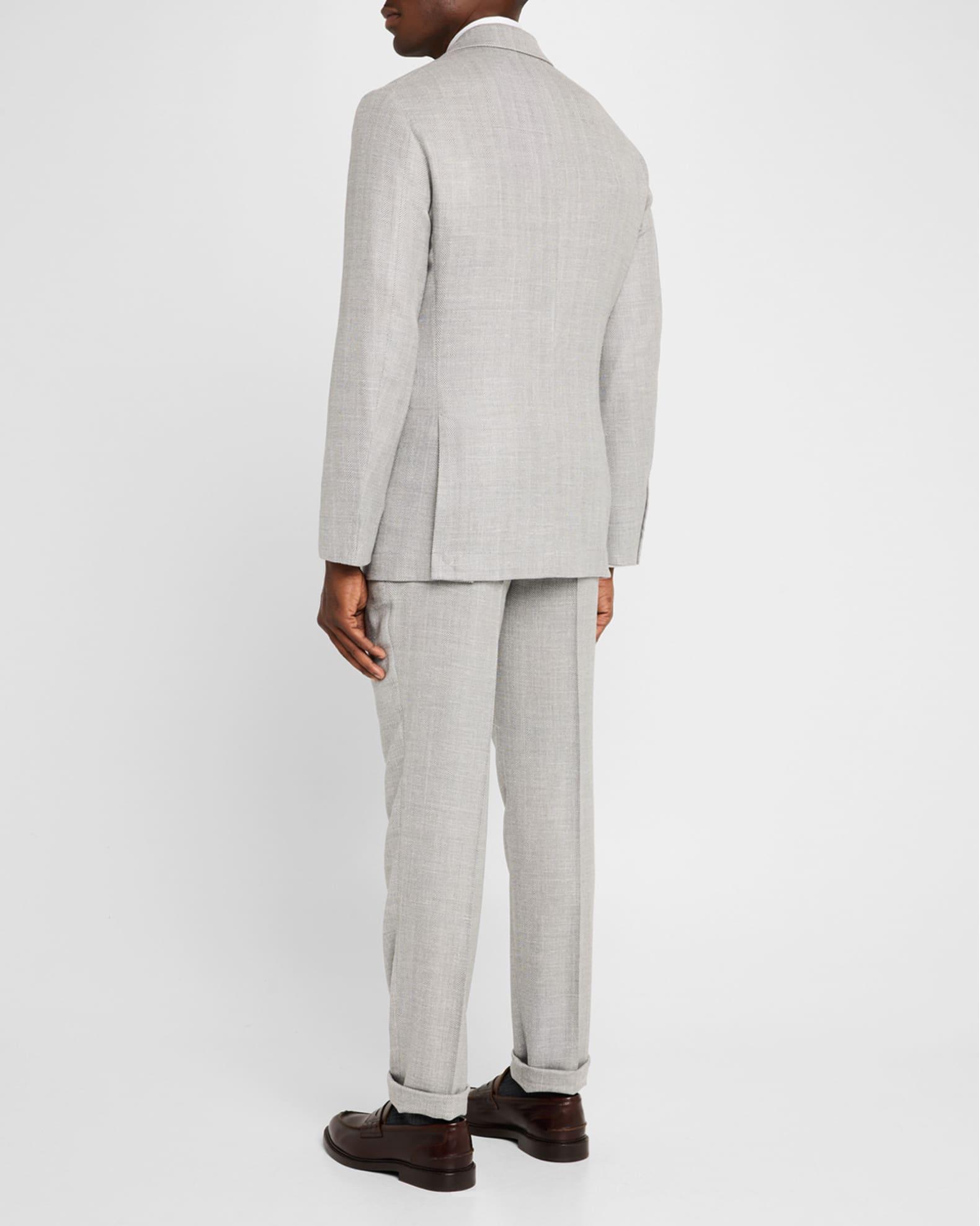 Men's Wool, Silk and Linen Chevron Two-Piece Suit Product Image