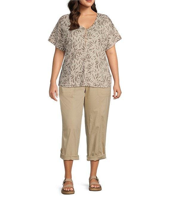 Intro Plus Size Stretch Poplin Adjustable Length Pull-On Cargo Pants Product Image