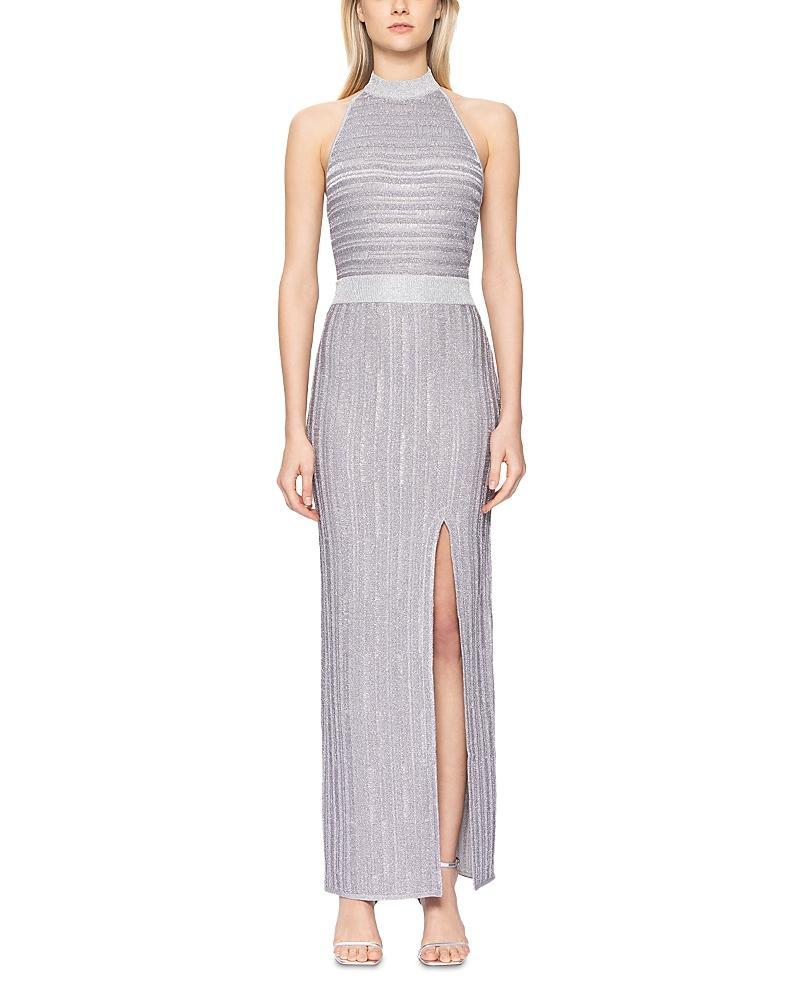 Herve Leger Halter Eyelash Knit Gown Product Image