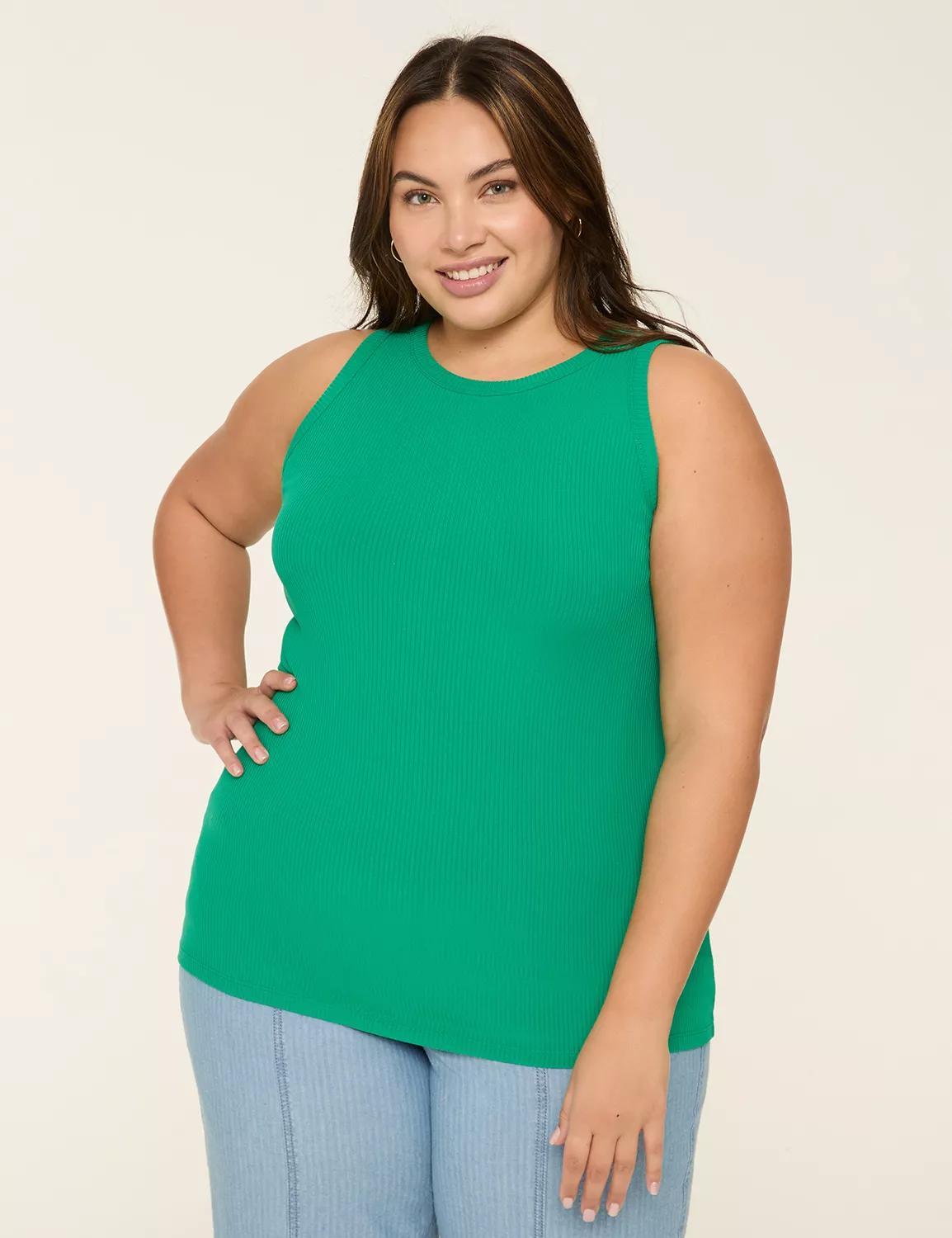 High-Neck Rib Tank Product Image