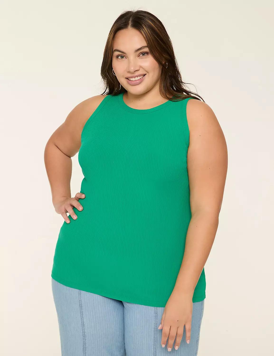 High-Neck Rib Tank Product Image